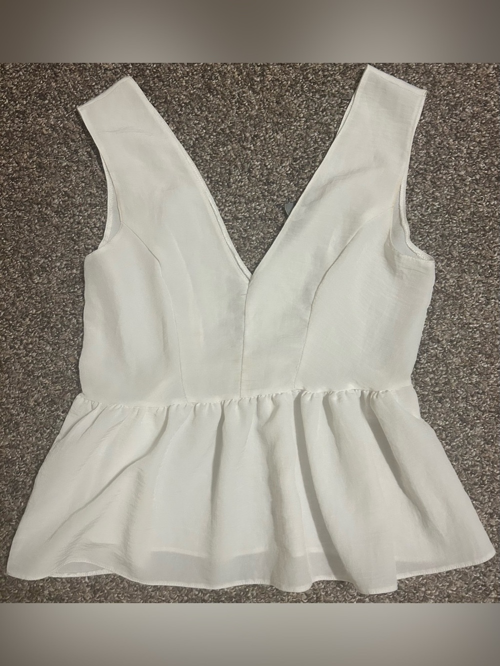 ASOS 4 Women’s White V-Neck Peplum Tank Top with ruched bodice sleeveless party